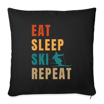 Manger dormir ski répéter - Housse de coussin décorative 45 x 45 cm - noir - Devant