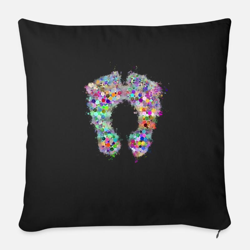 Füsse Fußabdrücke hell glühend - Sofakissenbezug 45 x 45 cm - Schwarz