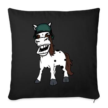 Lustiges Pferd Gaul Army Pferd Schutzhelm Soldat - Sofakissenbezug 45 x 45 cm - Schwarz - Vorne