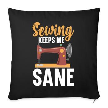 Sewing Keeps Me Sane Quilting Crochet Sewing - Sofa pillowcase 17,3'' x 17,3'' (45 x 45 cm) - black - Front