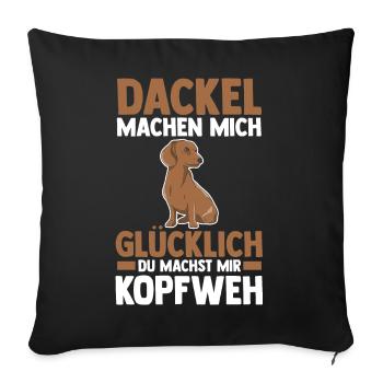 Hund Dackel - Sofakissenbezug 45 x 45 cm - Schwarz - Vorne