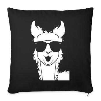 Lustiges Lama mit Sonnenbrille Coole Lamas - Sofakissenbezug 45 x 45 cm - Schwarz - Vorne