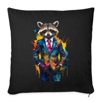 Costume de raton laveur Imprimé de conception animale colorée - Housse de coussin décorative 45 x 45 cm - noir - Devant