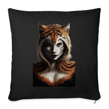 Wilder Dschungel Tiger Geist Fantasy Kunstwerk - Sofakissenbezug 45 x 45 cm - Schwarz - Vorne