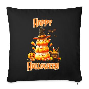 Halloween – Happy Halloween Candy Pyramid - Sofa pillowcase 17,3'' x 17,3'' (45 x 45 cm) - black - Front