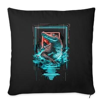 Alligator Crocodile Reptile Predator Neon Colorful Art - Sofa pillowcase 17,3'' x 17,3'' (45 x 45 cm) - black - Front