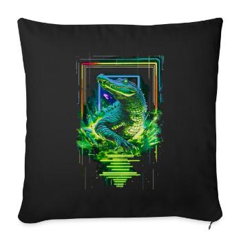 Alligator Crocodile Reptile Predator Neon Colorful Art - Sofa pillowcase 17,3'' x 17,3'' (45 x 45 cm) - black - Front
