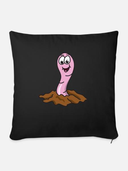 lombrics - Housse de coussin décorative 45 x 45 cm - noir