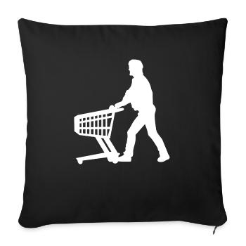 Panier Shopping Panier Homme Supermarché - Housse de coussin décorative 45 x 45 cm - noir - Devant