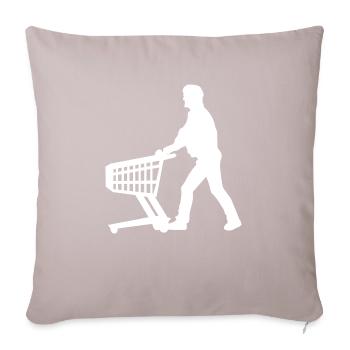 Shopping cart shopping cart man supermarket - Sofa pillowcase 17,3'' x 17,3'' (45 x 45 cm) - light taupe - Front