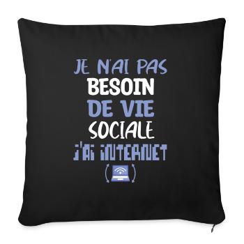Maillot humour internet geek gamer jeux vidéo - Housse de coussin décorative 45 x 45 cm - noir - Devant