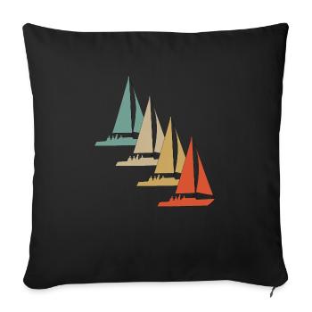 Voilier de voilier rétro style vintage - Housse de coussin décorative 45 x 45 cm - noir - Devant