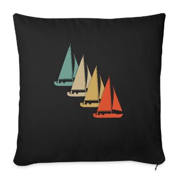 Voilier de voilier rétro style vintage - Housse de coussin décorative 45 x 45 cm - noir - Devant