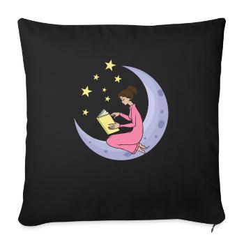 Moon star girl woman learn to read book - Sofa pillowcase 17,3'' x 17,3'' (45 x 45 cm) - black - Front