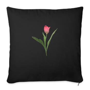 tulipe tulipe fleurs roses fleur tulipe bel amour - Housse de coussin décorative 45 x 45 cm - noir - Devant