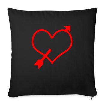 heart arrow - Sofa pillowcase 17,3'' x 17,3'' (45 x 45 cm) - black - Front