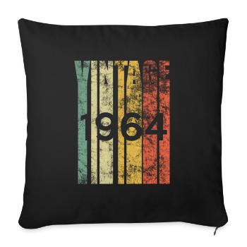 Vintage 1964 Retro Birth Year Birthday Gift Idea - Sofa pillowcase 17,3'' x 17,3'' (45 x 45 cm) - black - Front