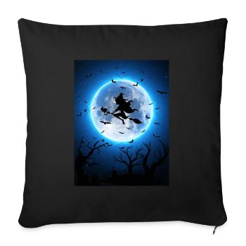 Halloween Moon witch bats Mond Hexe Fledermäuse - Sofa pillowcase 17,3'' x 17,3'' (45 x 45 cm) - black - Front