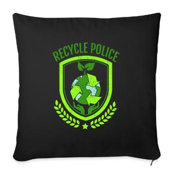 Recycle Police Reduce Reuse Save Planet Earth Gift - Sofa pillowcase 17,3'' x 17,3'' (45 x 45 cm) - black - Front