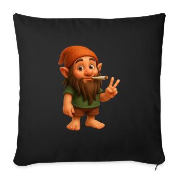 Cooler Kifferzwerg - Cannabis - Marijuana - Weed - Sofakissenbezug 45 x 45 cm - Schwarz - Vorne