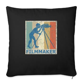 Rétro vintage style caméra caméra film - Housse de coussin décorative 45 x 45 cm - noir - Devant