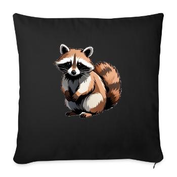 raton laveur - Autocollant animal mignon - Housse de coussin décorative 45 x 45 cm - noir - Devant