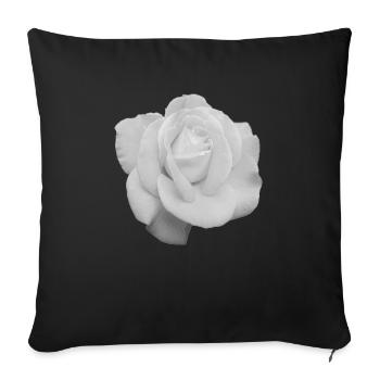 Rose blanche - Housse de coussin décorative 45 x 45 cm - noir - Devant