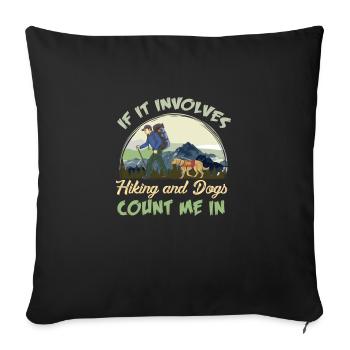 Hikers Hiking Dogs Mountain Forest Gift Backpack - Sofa pillowcase 17,3'' x 17,3'' (45 x 45 cm) - black - Front