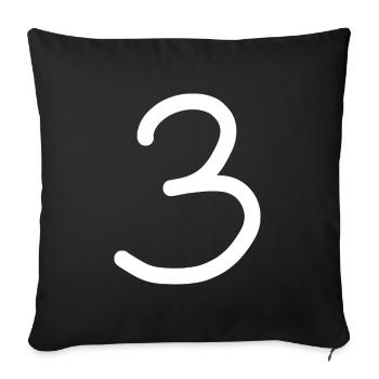 3 Number three number white Birthday - Sofa pillowcase 17,3'' x 17,3'' (45 x 45 cm) - black - Front