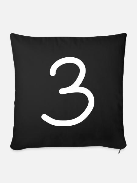 3 Nummer drei Zahl weiß Geburtstag - Sofakissenbezug 45 x 45 cm - Schwarz