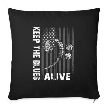 Le blues lives vintage blues design - Housse de coussin décorative 45 x 45 cm - noir - Devant