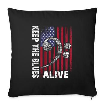 Le blues lives vintage blues design - Housse de coussin décorative 45 x 45 cm - noir - Devant