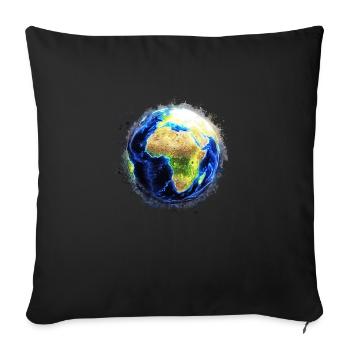 World Globe brightly glowing - Sofa pillowcase 17,3'' x 17,3'' (45 x 45 cm) - black - Front