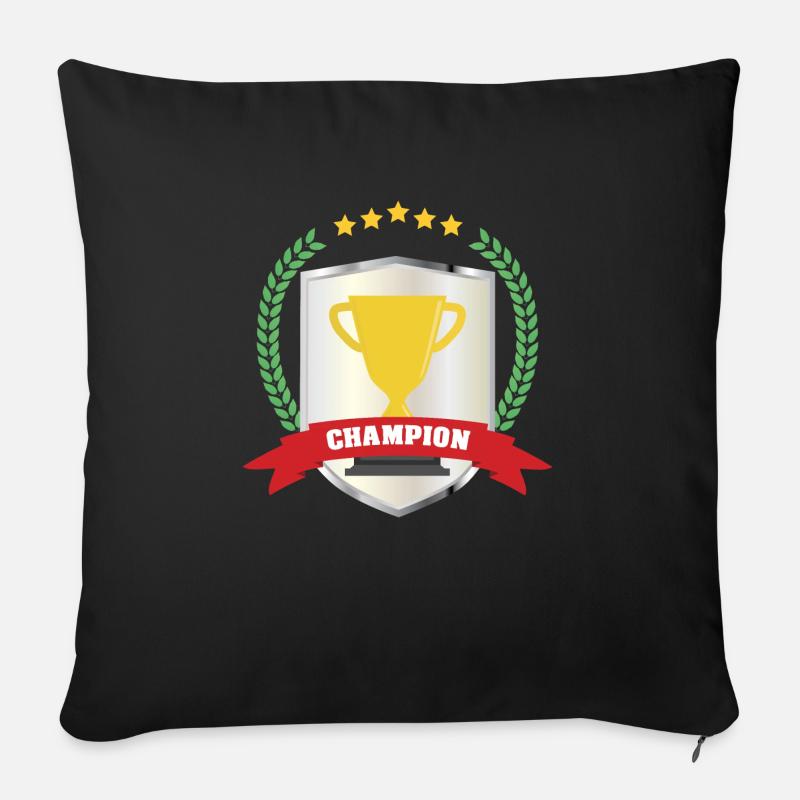 Vainqueur du trophée champion - Housse de coussin décorative 45 x 45 cm - noir