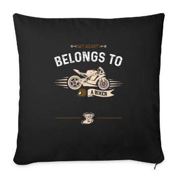 My Heart Belongs To A Biker - Sofa pillowcase 17,3'' x 17,3'' (45 x 45 cm) - black - Front