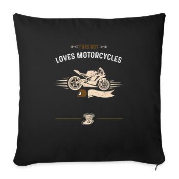 This Boy Loves Motorcycles - Sofa pillowcase 17,3'' x 17,3'' (45 x 45 cm) - black - Front