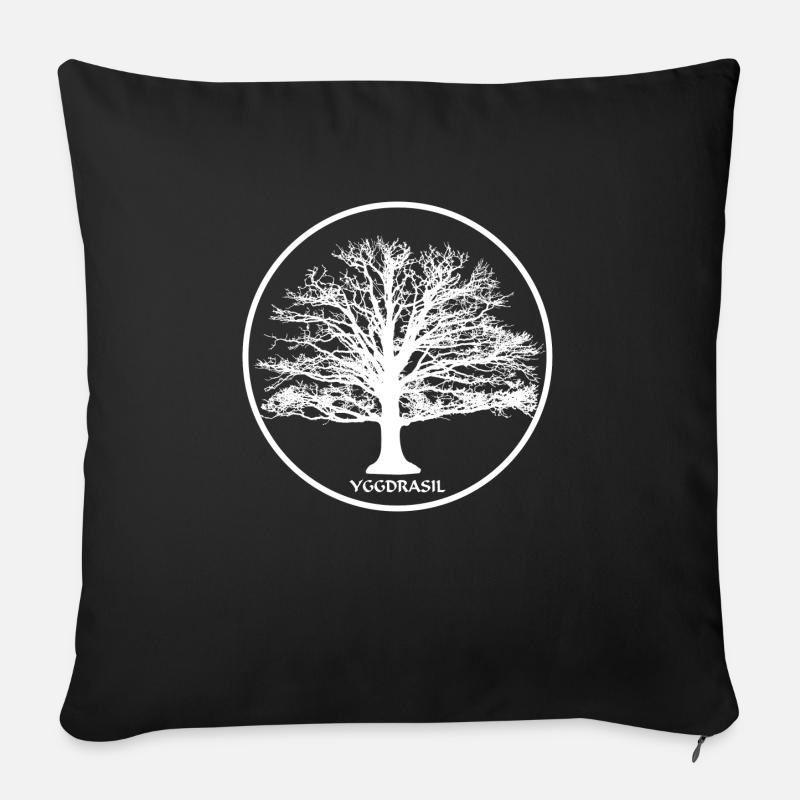 Yggdrasil - Lebensbaum Tree of Life Lebensbaum - Sofakissenbezug 45 x 45 cm - Schwarz