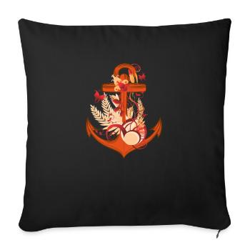 T-shirt d'ancre - Housse de coussin décorative 45 x 45 cm - noir - Devant