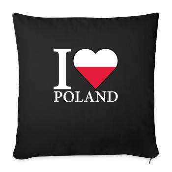 I <3 Poland I love Poland - Sofa pillowcase 17,3'' x 17,3'' (45 x 45 cm) - black - Front