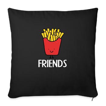 Best Friends, Beste Freunde, Partnershirt, Pommes - Sofakissenbezug 45 x 45 cm - Schwarz - Vorne
