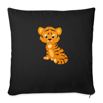 Bébé tigre enfants - Housse de coussin décorative 45 x 45 cm - noir - Devant