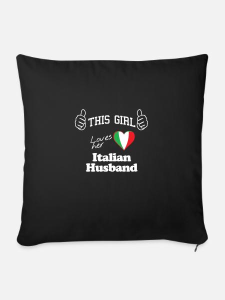 Italie Italie mari épouse coeur cadeau - Housse de coussin décorative 45 x 45 cm - noir