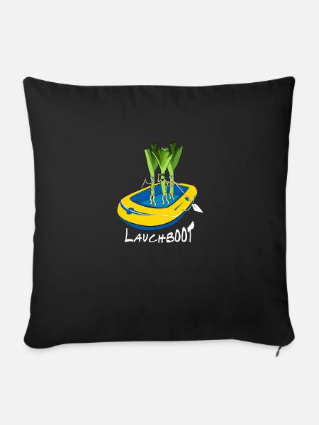 LAUCHBOOT Lauchkörper Schlauchboot Geschenkidee - Sofakissenbezug 45 x 45 cm - Schwarz