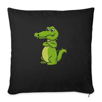 Krokodil Comic Geschenk Kroko Kind Echse Tier Nil - Sofakissenbezug 45 x 45 cm - Schwarz - Vorne