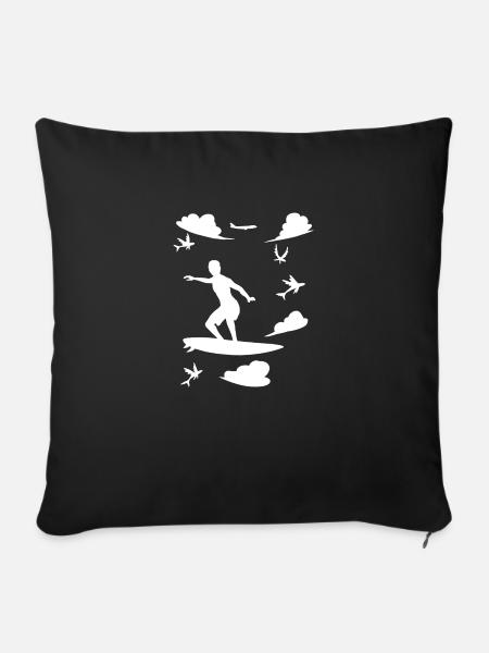 Wolken Surfer - Sofakissenbezug 45 x 45 cm - Schwarz