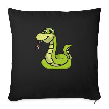 Snake cartoon gift animal snakes green - Sofa pillowcase 17,3'' x 17,3'' (45 x 45 cm) - black - Front