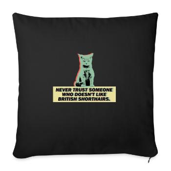 Cadeau de chaton Brit Shorthair Sweet Cat - Housse de coussin décorative 45 x 45 cm - noir - Devant