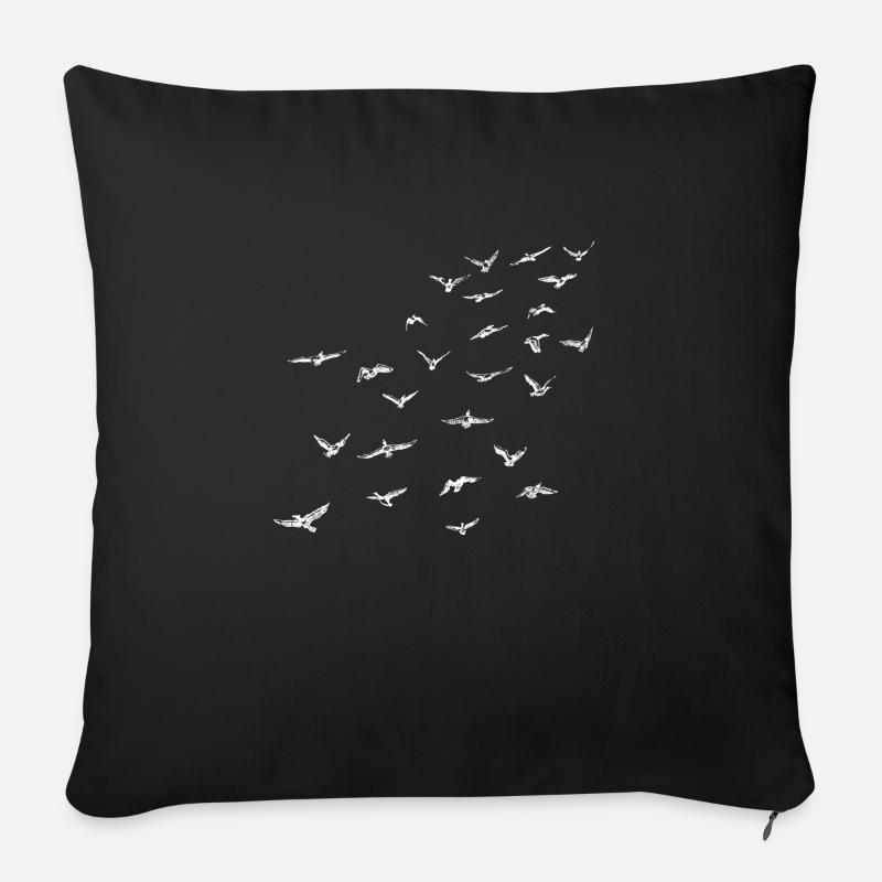 Vogelschwarm - Sofakissenbezug 45 x 45 cm - Schwarz