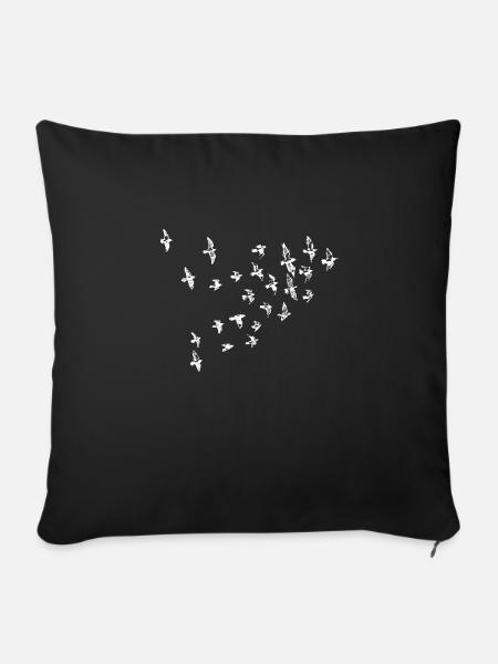 Vögel - Sofakissenbezug 45 x 45 cm - Schwarz