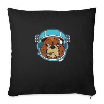 Bulldog Bulldogge Austronaut Hund Geschenk - Sofakissenbezug 45 x 45 cm - Schwarz - Vorne